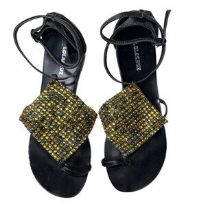 Lola Cruz Gold Jewel sandals.